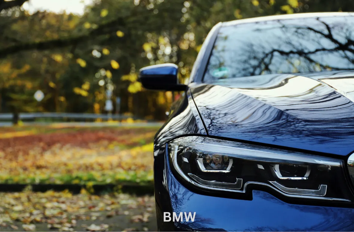 BMW performance car in a parking lot.