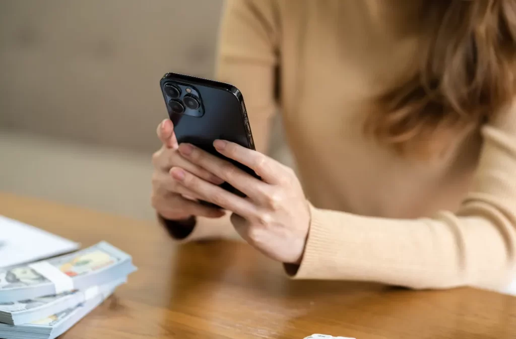 Person holding phone with green fn key