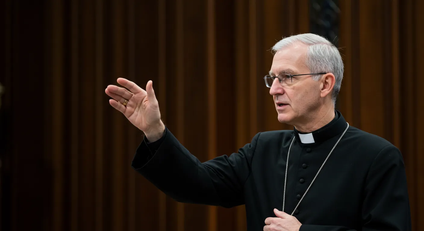 A priest in black cassock with a cross necklace, illustrating the significance of traditional clerical dress.