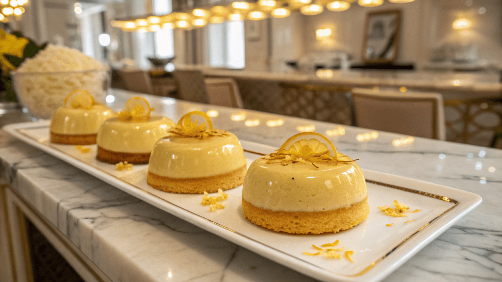 Gatsby-style lemon cakes, elegant dessert treat.